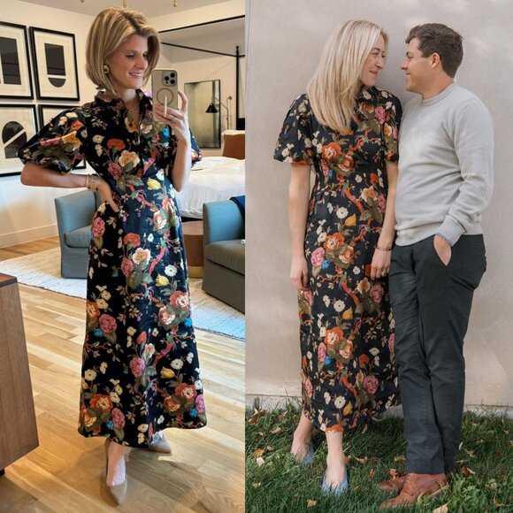 Tuckernuck Delaney Baroque Midi Dress Black Floral Size XS - Picture 9 of 10